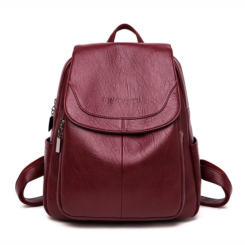 Grote Vrouwen Rugzak Leer Vrouwelijke Reizen Schoudertas Rugzak Vrouwen School grote Terug Zak Rugzak voor Meisje Mochila: RED