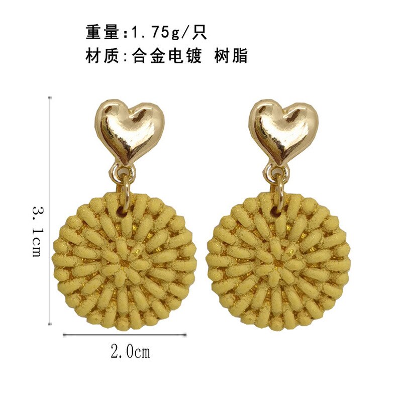 Ethnic Style Personality Simple Handmade Grass Rattan Woven Round Clip Earrings Girl Women Love Jewelry Accessories