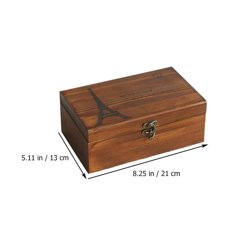 1Pc Household Storage Container Sundries Box Wooden Needlework Box Home DIY Sewing Tool Storage Box (Coffee)