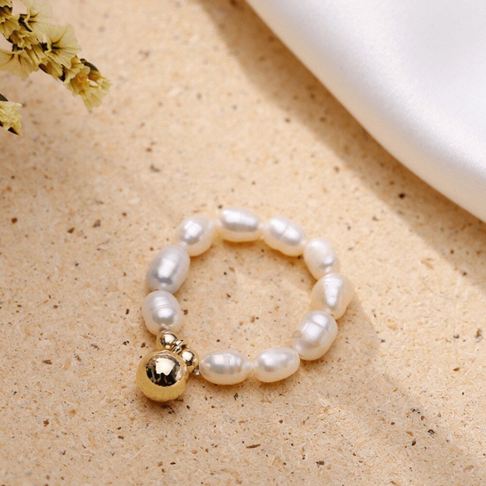 1Pc Natürliche Süßwasser Perle Finger Ring Minimalistischen Party Schmuck Kreis minimalistisch Party Quaste Ring Neue