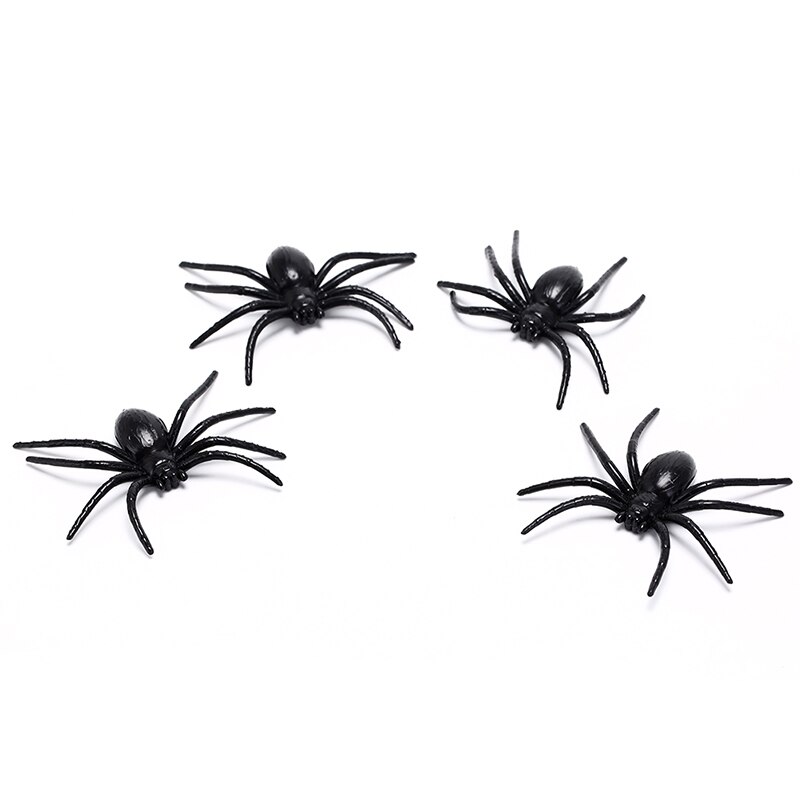 4 Teile/los Kunststoff Halloween Schwarz Spinne Lustige Gefälschte Spinnen Spielzeug Party Stütze verfolgt Haus Dekor freundlicher Neuheit Spielzeug neue