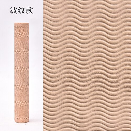 Large Wooden Texture Mud Rolling Mud Board Printing Embossing Stick Wood Grain Rolling Mud Pin Clay Sculpture Modeling Tools: wave