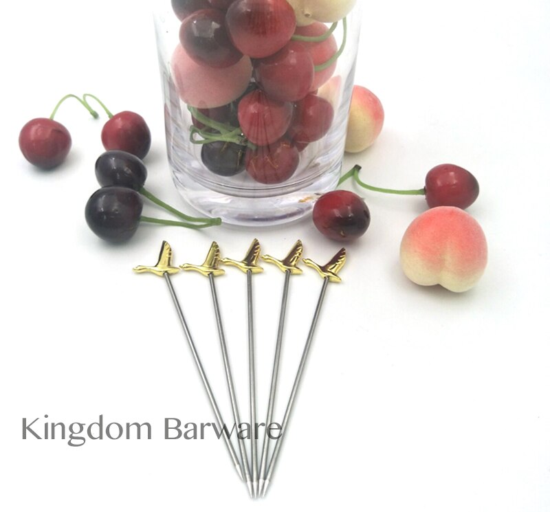 6 stks Cocktail Pick Rvs Fruit Sticks Bar Gereedschap Drink Roeren Sticks Martini Picks Party Wedding Bar Accessoire