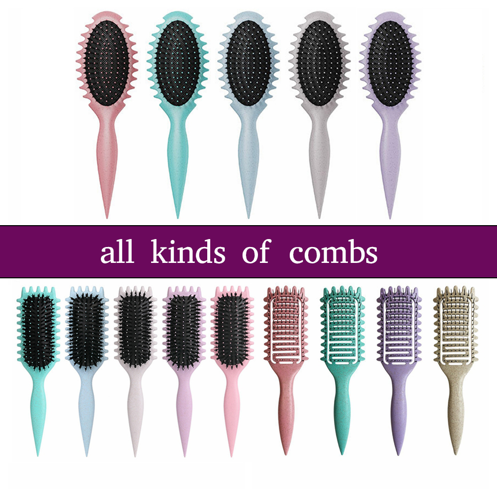 stijl krulkam Eco-vriendelijke mosterd tarwepaal varkenshaar Grote golf haarkam airbag haarkam