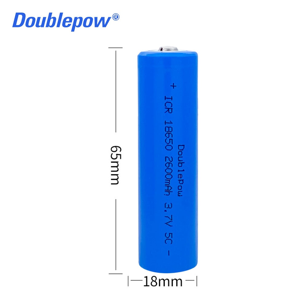 Doublepow 18650 battery 3.7v 2600mah 18650 rechargeable lithium battery for flashlight batteries