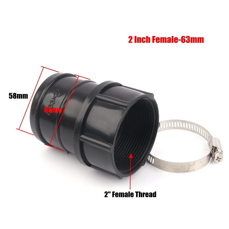 5 stk/parti 3/4 " -3 tommer  til 25-90mm pagodekobling landbruksvanning hovedrørskjøter sparende dryppslanger koblinger rørbøyle: 2 tommer hunn -63mm