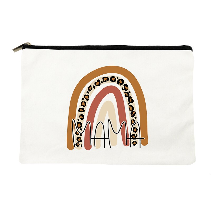 Rainbow Mama Print kosmetyczka kosmetyczka podróżna kobiety Organizer do przyborów toaletowych Tote kobieta przechowywanie makijaż torby torebka prezent dla mamy: W10112-TBWH-D