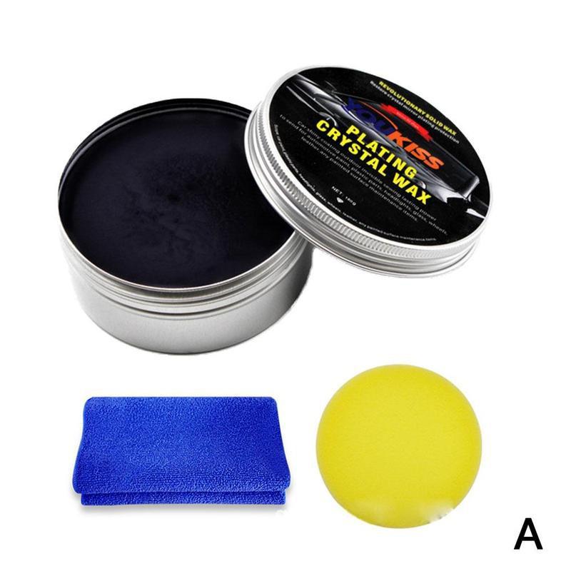 Auto Wax Crystal Plating Set Hard Glossy Carnaubawas Paint Care Coating Kleine Kras Reparatie Onderhoud Met Spons Handdoek: A