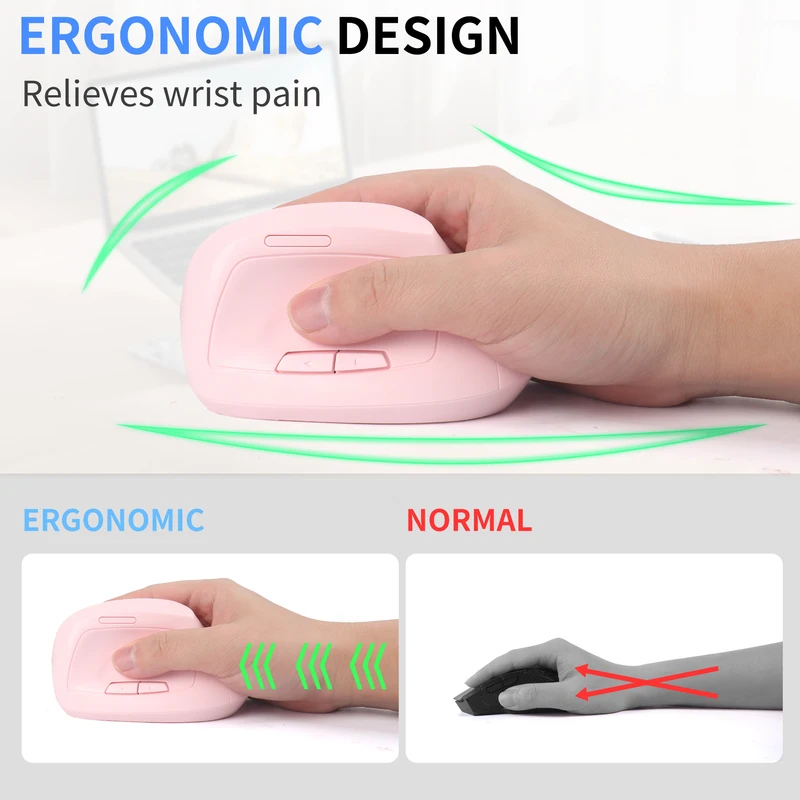 Wireless Vertical Mouse 2.4G Bluetooth Dual-mode Rechargeable Ergonomics Low Noise Button Office Use Mause With Side Buttons