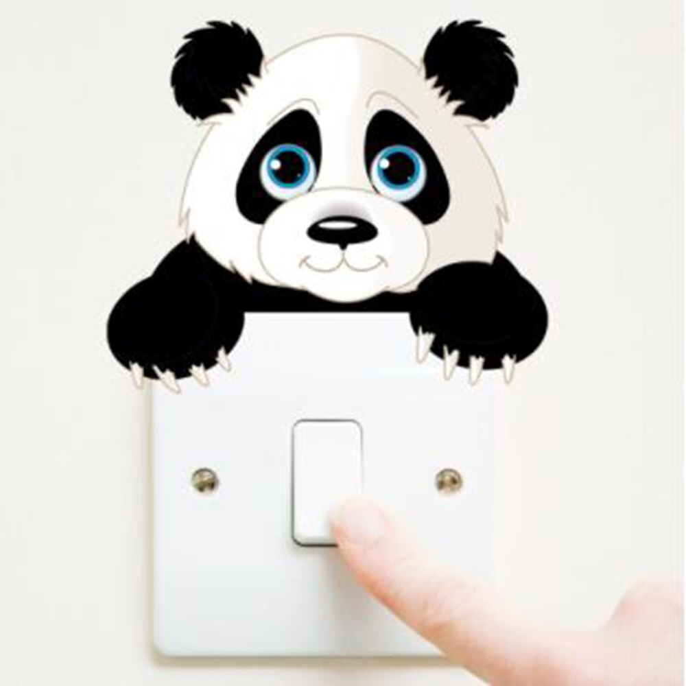 Cute Switch Stickers Cartoon Animals Elephant Cat Panda Giraffe Light Switch Sticker Decal Animal Art Mural Bedroom Home Decor