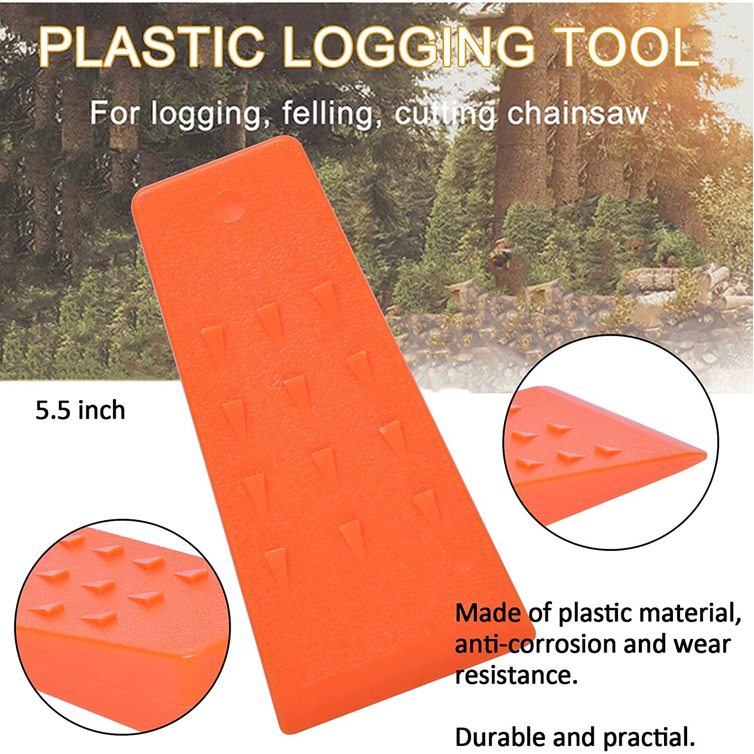 5.5Inch Tree Felling Wedge Chain Saw Logging Supplies Cutting Wood Splitting Tree Cutting Wedge Spiked Logging Tool for Chainsaw