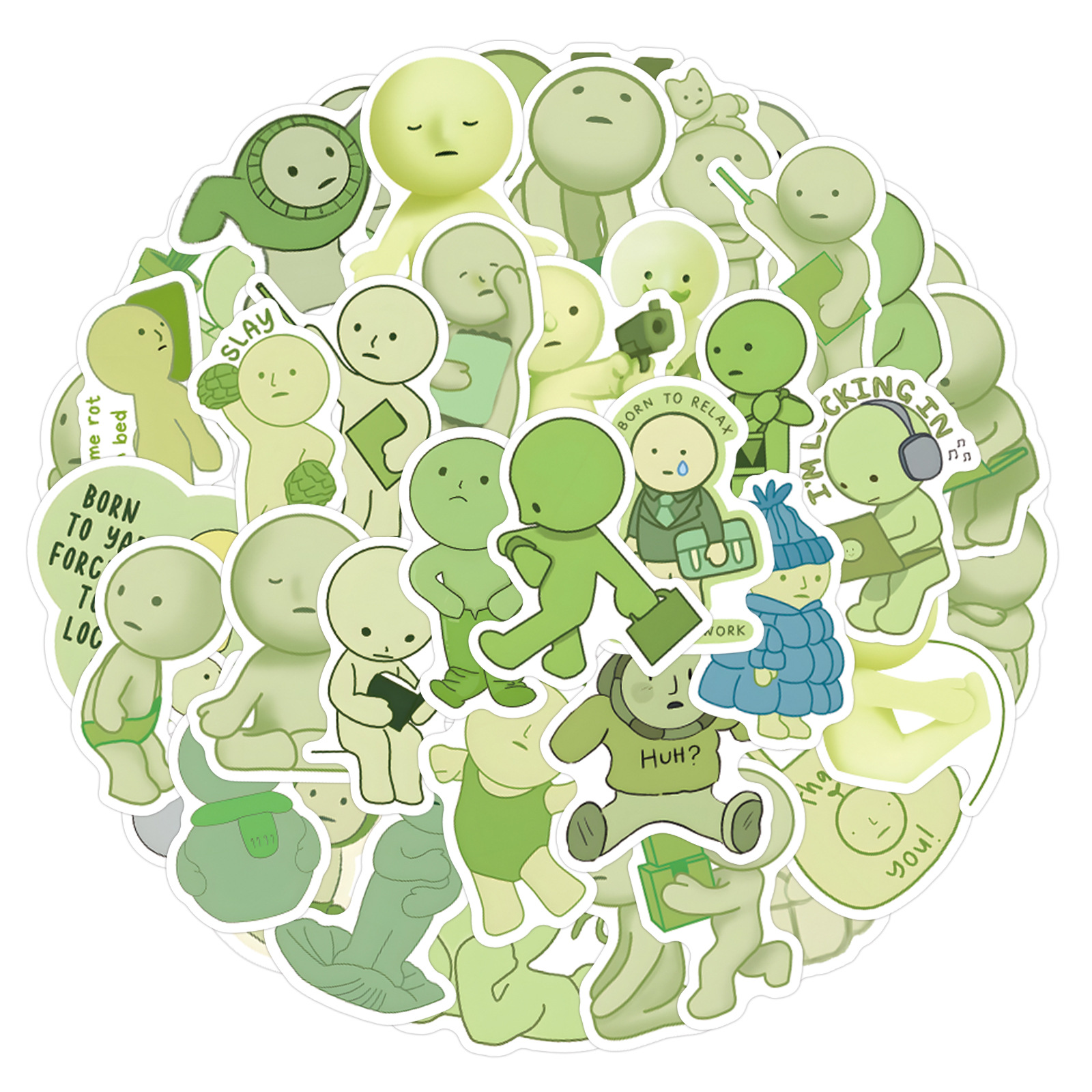 10/60PCS Cute Smiski Graffiti Stickers Funny Cartoon Green Little People Decals Notebook Suitcase Phone Graffiti Sticker Kid Toy