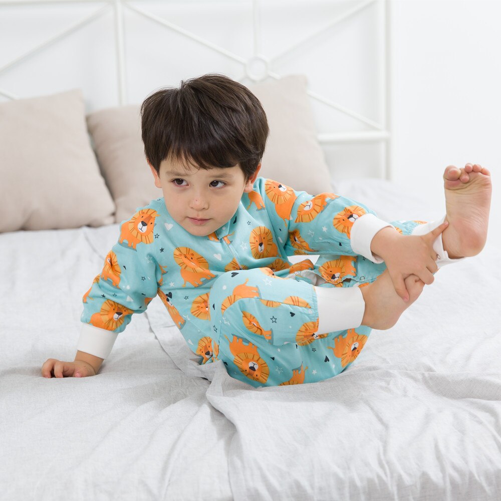 4 Layer Slaapzak Kids Eeved Bamboe Katoen Split-Been Slaapzak Voor Zuigelingen Peuters Wearable Deken Envelop Meisjes jongens