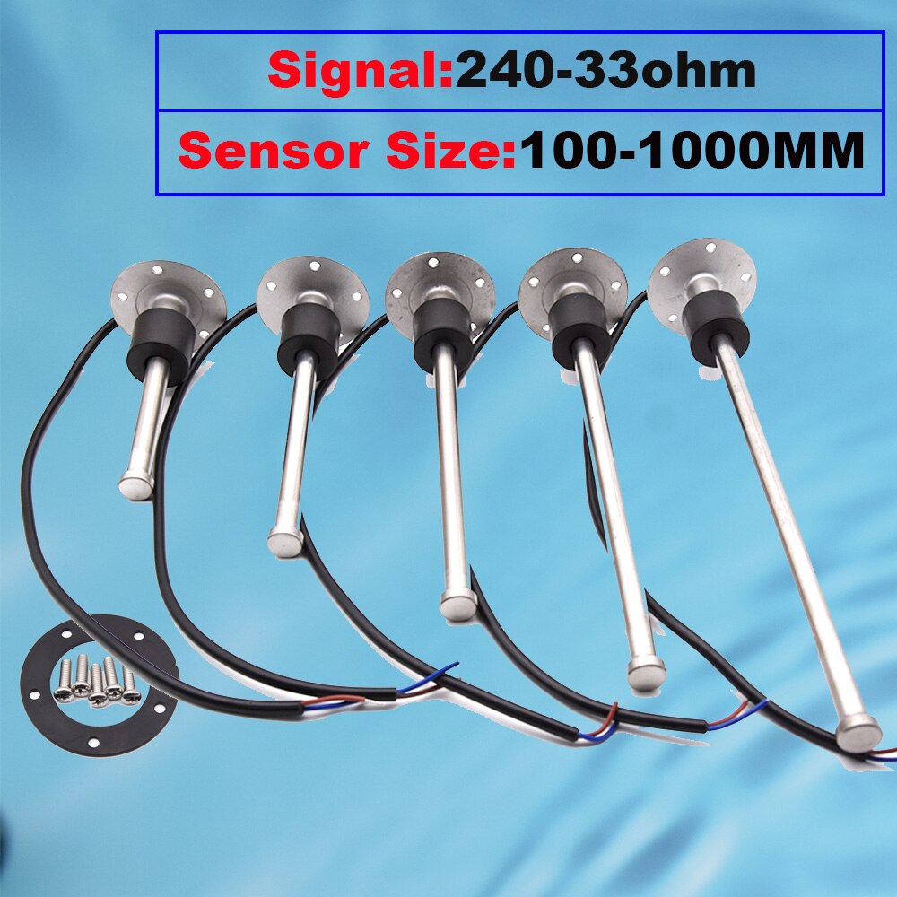 100-1000MM Water Fuel Level Sensor with Screw Stainless Steel 240-33ohm Marine Water Level Sensor Sender Unit 9-32V for Marine