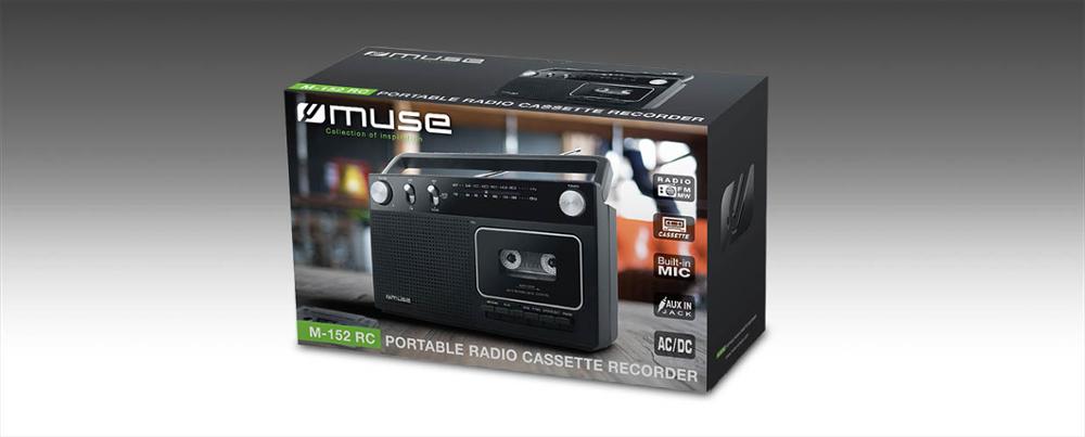 MUSE M-152 RC Radio grabadora cassete portatil , Negro