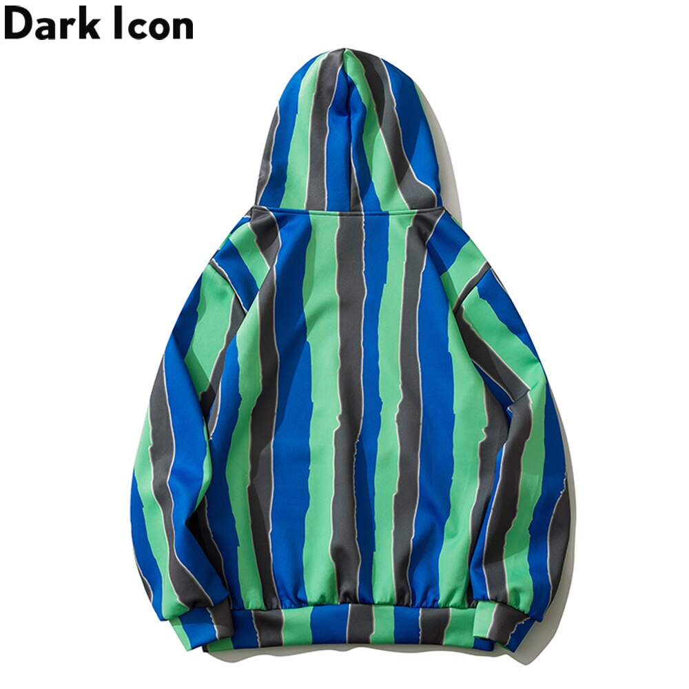 Dark Icon Striped 3D Printed Hoodie Men Women Front Pockets Streetwear Men's Sweatshirts and Hoodies