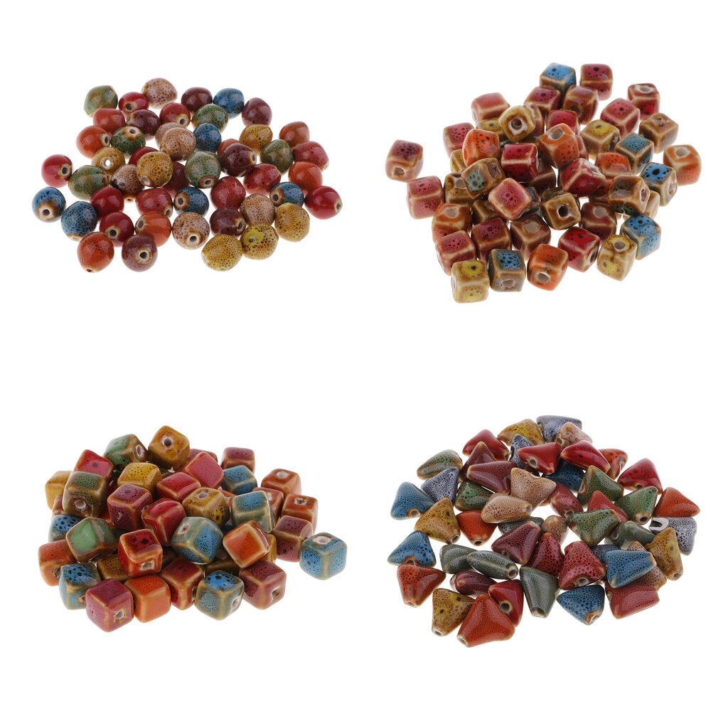 Cuentas de porcelana y cerámica para pulsera, abalorios de porcelana y cerámica para manualidades, cuentas sueltas hechas a mano, 50 unidades