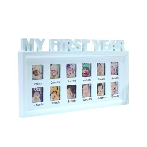 DIY 0-12 Month Baby Pictures Display Photo Frame Souvenir Growing Memory: Blue
