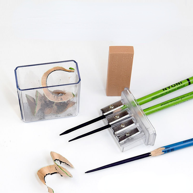 4-gaats puntenslijper Multifunctionele puntenslijper met deksel voor houtskoolpotloodschetspotloden tekenen