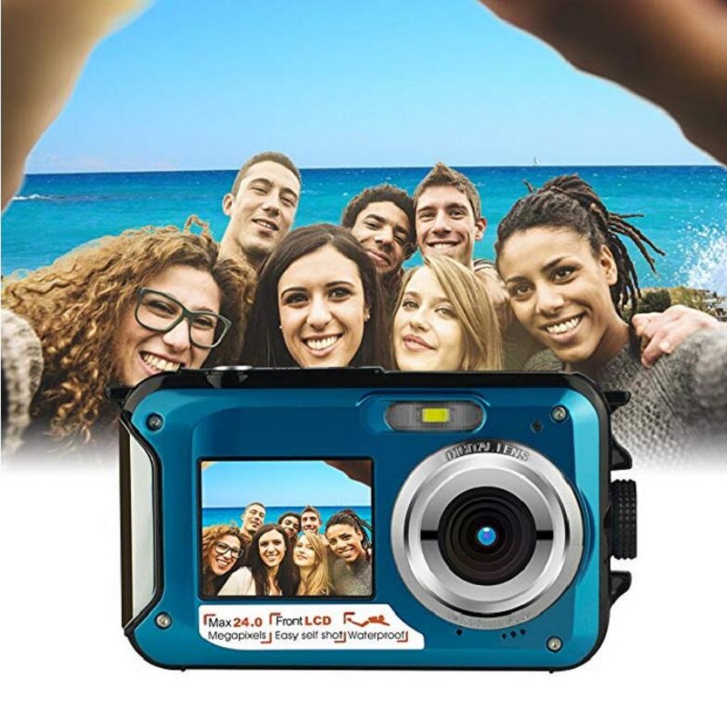 Fotocamera digitale TFT da 2.7 pollici impermeabile 24MP MAX 1080P doppio schermo 16x Zoom digitale videocamera HD268 fotocamera subacquea
