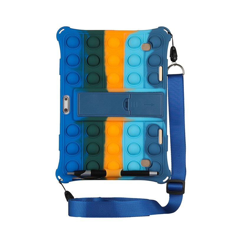 Funda Universal de silicona suave para niños, protector a prueba de golpes para Tablet PC Android de 10,1 pulgadas, 24x17cm, 10,1 pulgadas, 3G/4G, bolígrafo y correa: ColorfulDBlue-SP