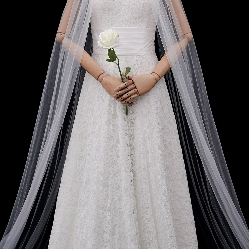 ZMG28 3M Long Wedding Shawl Tulle Blue Rhinestone Bridal Cape Cloak Shawl Cover over the Shoulder for Formal Party Women's cape
