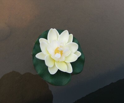 Simulation lotus kunstig flydende åkande eva lotus blomster dam dekor 10cm 7 farver have pool dam springvand dekoration 6: Mælkehvid