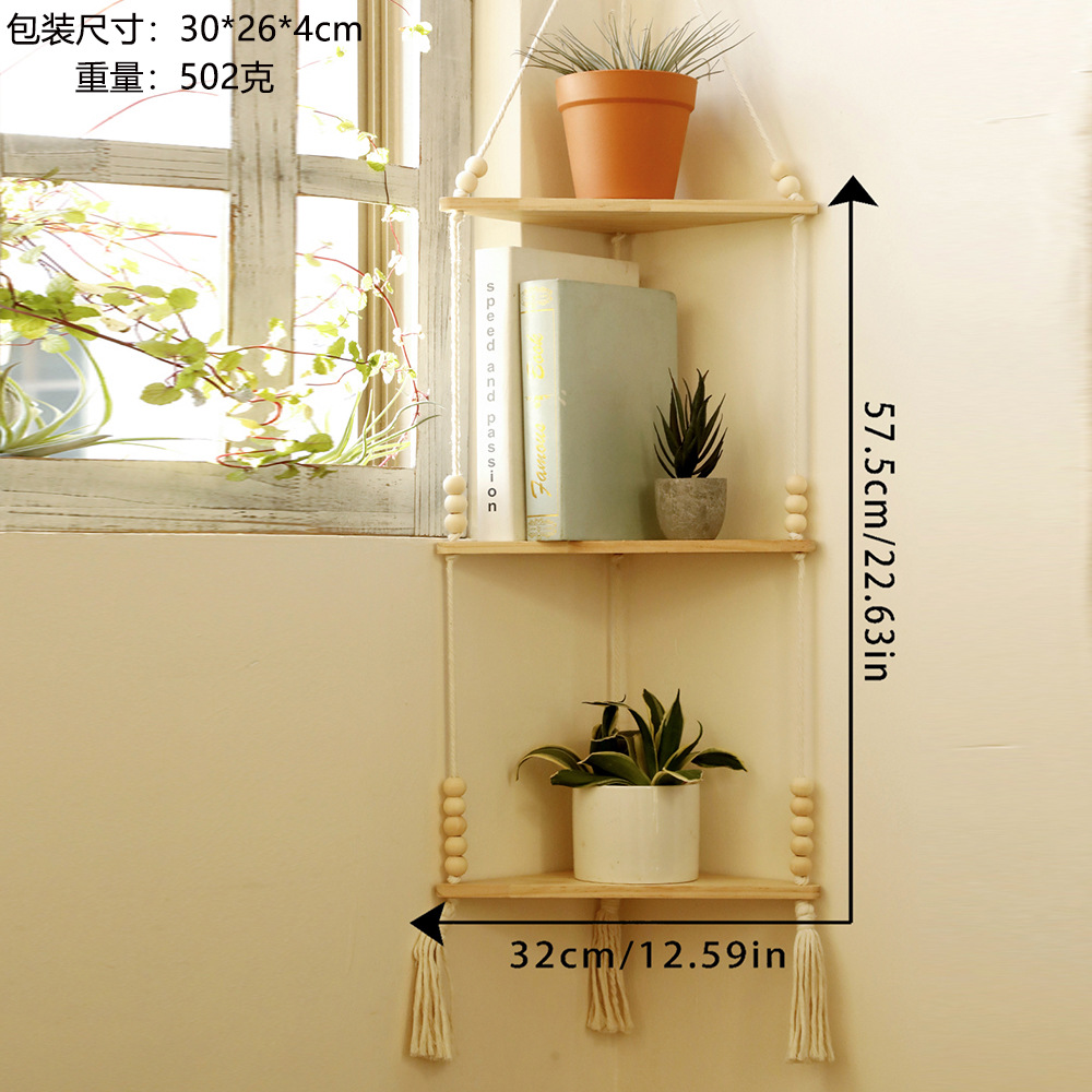 Estante de almacenamiento Triangular de madera, estante para maceta, decoración del hogar, estantes flotantes, decoración estética para habitación, accesorios artísticos de pared para jardín: Rosa dorada