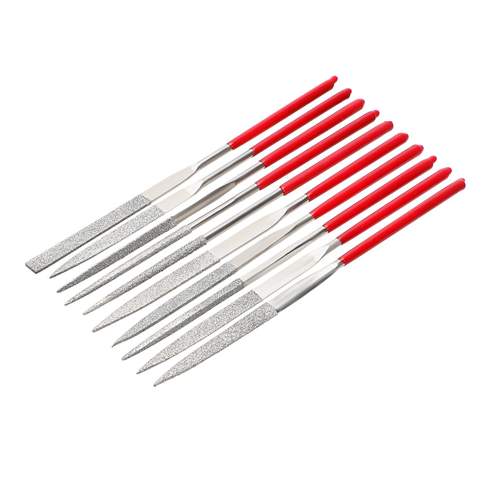 DIYWORK Mini Needle File Set 10Pcs for Ceramic Glass Gem Stone Hobbies and Crafts MTS013 140mm Diamond Coated