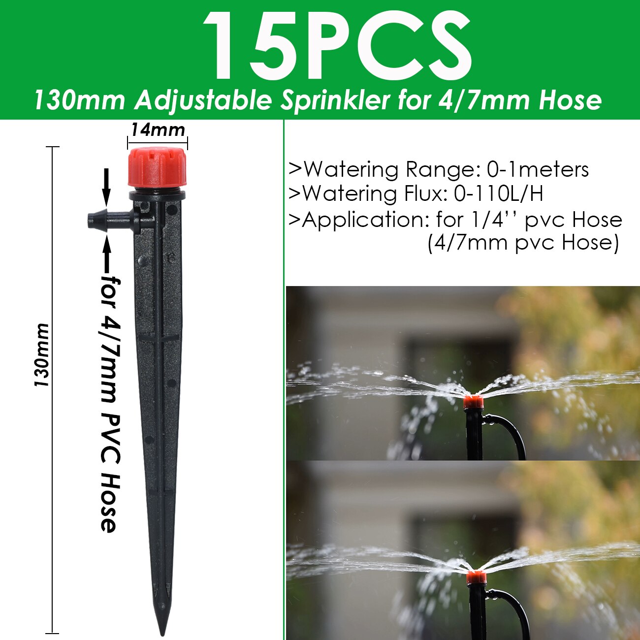 Sprycle 4/7Mm Tuin Verstelbare Irrigatie Staak Sprinkler Emitter Dripper Micro Spuiten Roterende Nozzle Watering Pijl Kas: plum
