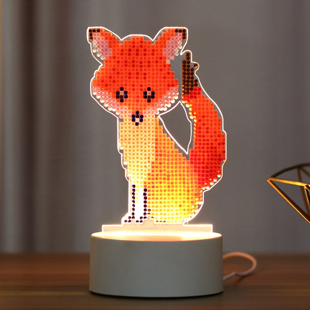 5D Diamond Painting LED Night Lamp Decorate Desk Light Cartoon Animal Jellyfish Picture Rhinestones Handmade Craft: Light Green