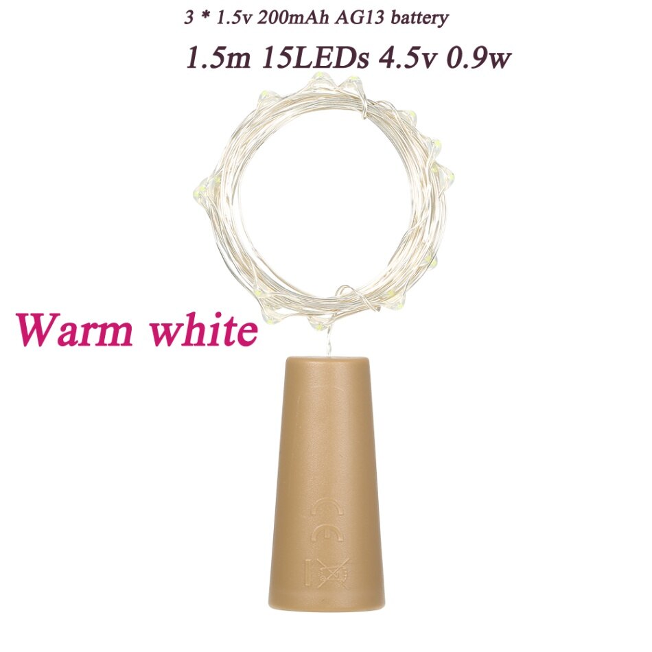 4,5 V 1,2 W 2M 20 Schnur Licht Kupfer Draht Gebühr Stopper Atmosphäbetreffend Lampe für Weihnachten Baum DIY Heimat dekoration: Typ 1 warm Weiß