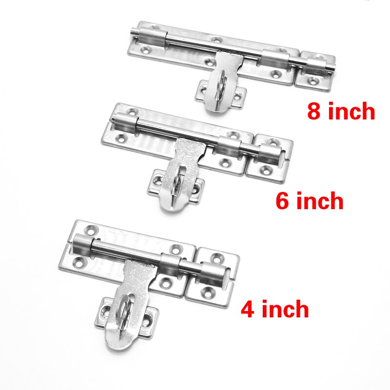 4Inch 5inch 6inch Stainless Steel Hardware Door Lock Barrel Bolt Latch Padlock Clasp Set Brushed Stainless Steel