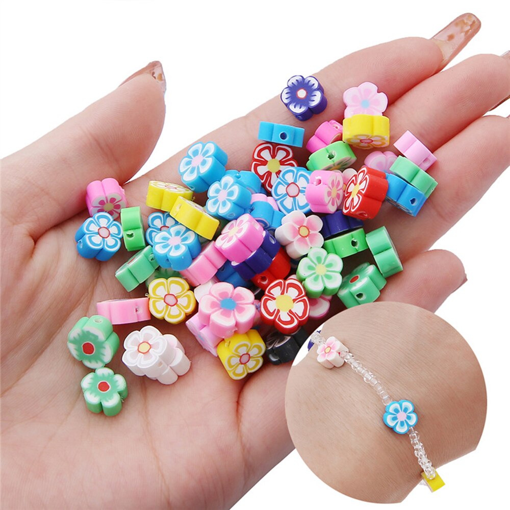 30Pcs30Pcs 10Mm Mixed Bloem Kralen Klei Kralen Polymer Clay Spacer Kralen Voor Handgemaakte Diy Armband Accessoires Sieraden Maken