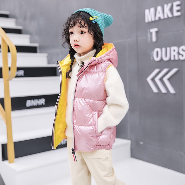 Mädchen Weste Art Weste freundlicher mit kapuze Oberbekleidung Winter Mäntel freundlicher Kleidung Warme Baumwolle Baby Jungen Für ändern 3-10 jahre alt