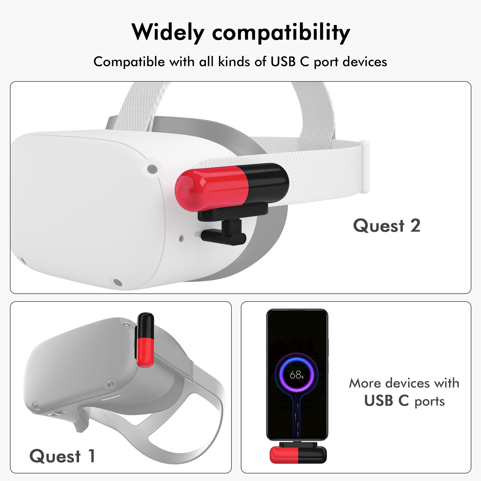 3300mAh For Oculus Quest 2 Capsule Power Bank VR Accessories Portable Emergency Battery Pack Charging For iPhone Xiaomi Samsung