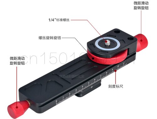 Statief Hoofd 160 Aluminium 2-Way Macro Focusing Rail Slider Plaat Close-up Fotografie Statiefkop met 1/4 "Schroef
