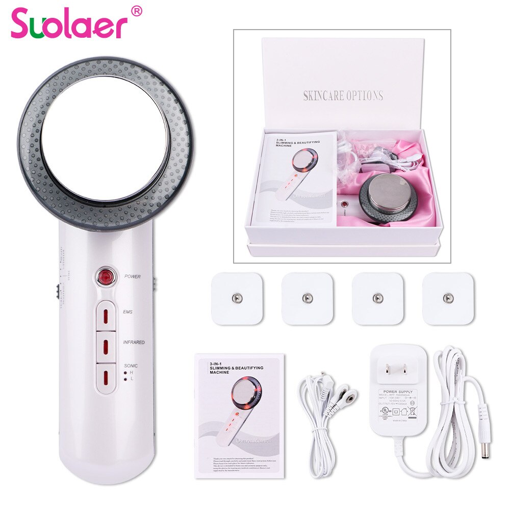3 in 1 Facial Lifting EMS Infrared Ultrasonic Body Massager Device Ultrasound Slimming Fat Burner Cavitation Face Beauty Machine