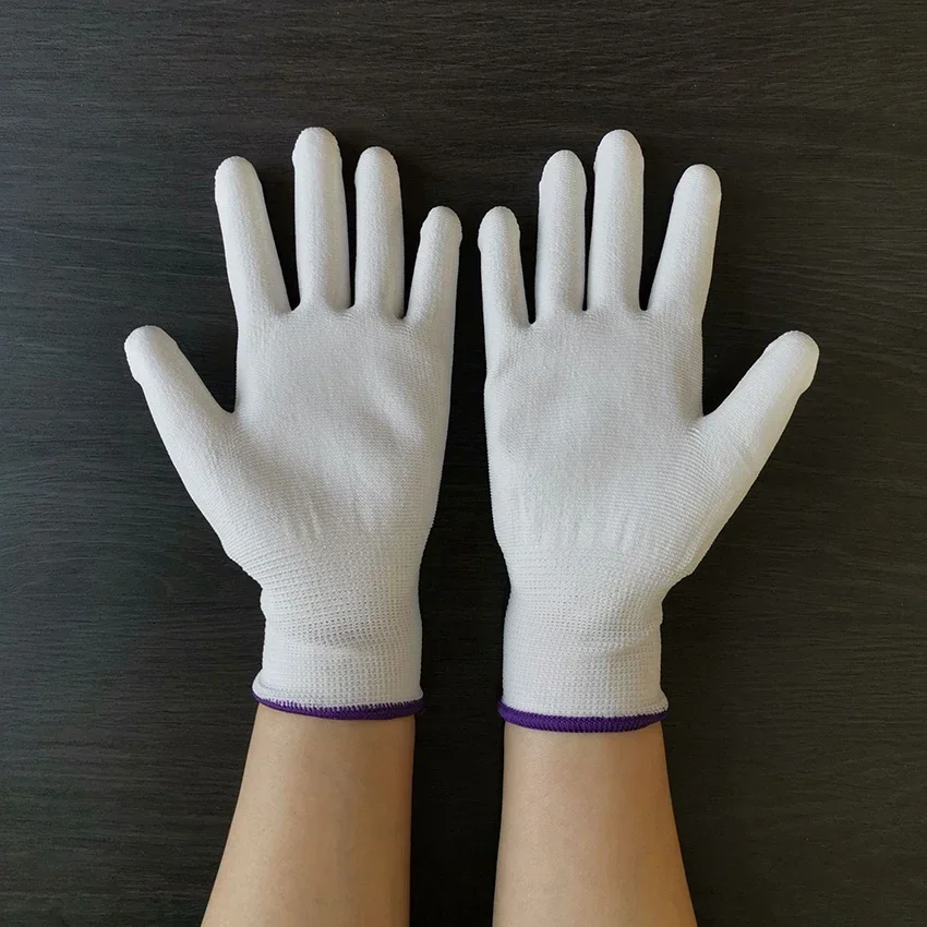 Antistatische sichere Handschuhe, elektronische Arbeitshandschuhe, Polyester, weiße PU-beschichtete Handschuhe für Gartenarbeit, Angeln – XS, S, M, L guantes: Grün