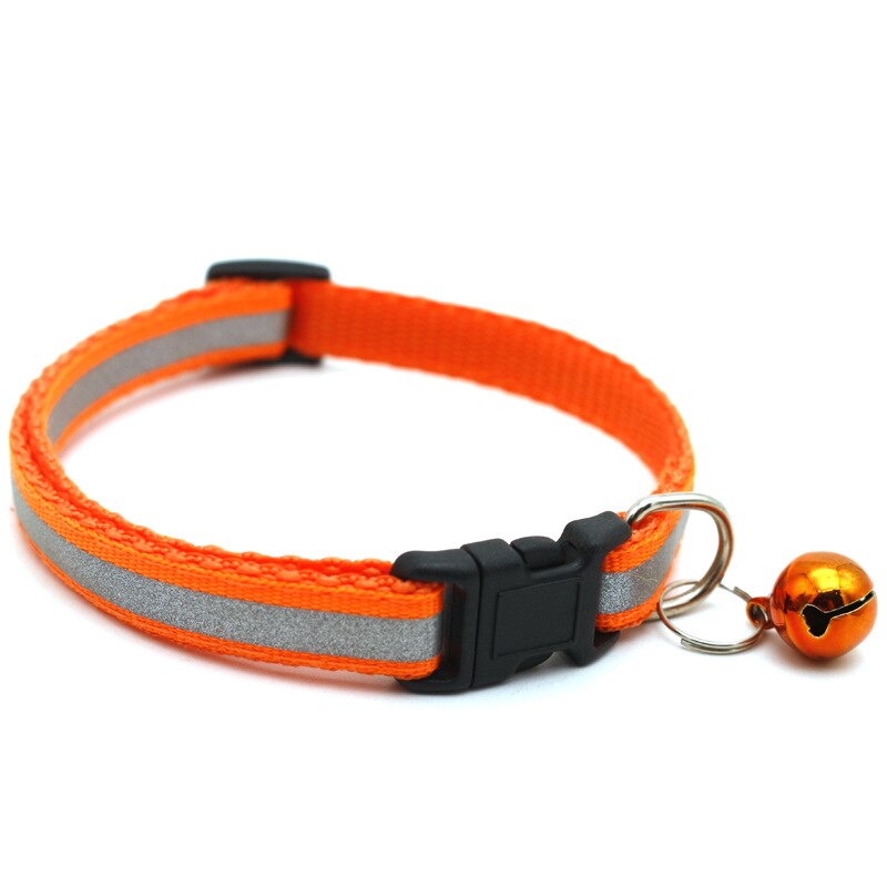 Collier pour chien chat en Nylon sangle cloche collier réfléchissant collier réglable chien chiot collier Pet chat accessoires de laisse en toute sécurité: Orange