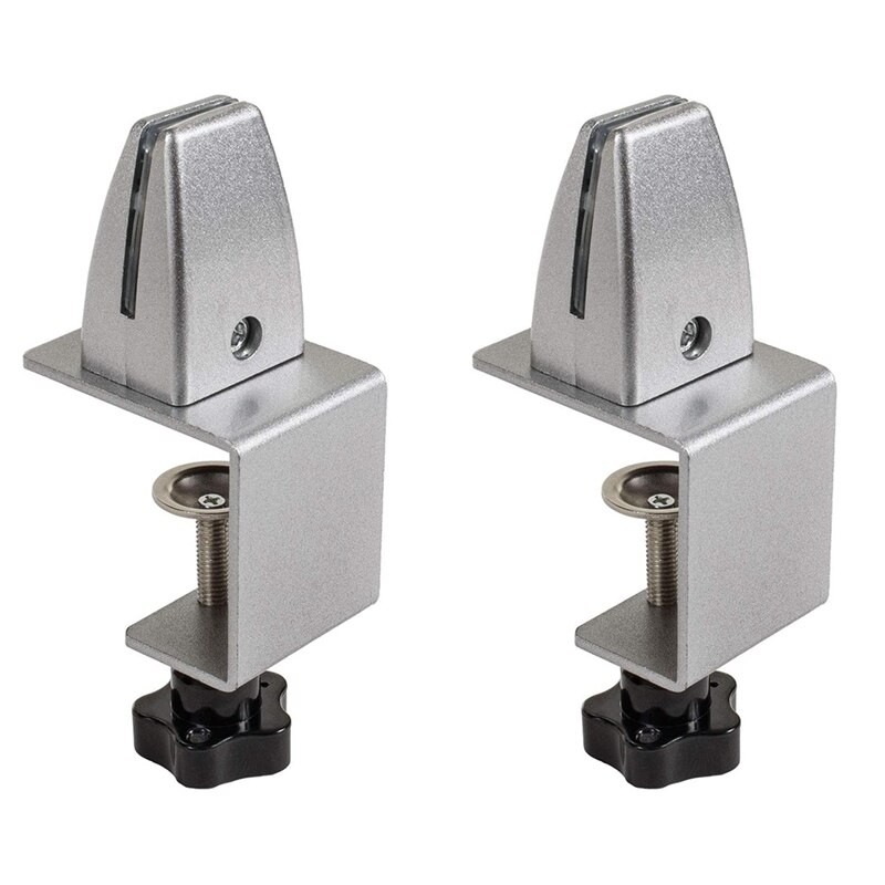 Sneeze-Soporte de abrazadera para escritorio, abrazadera de sujeción con División para paneles acrílicos gruesos de 1/8 pulgadas a 1 pulgada, abrazadera ajustable en forma de C: silver 2pcs