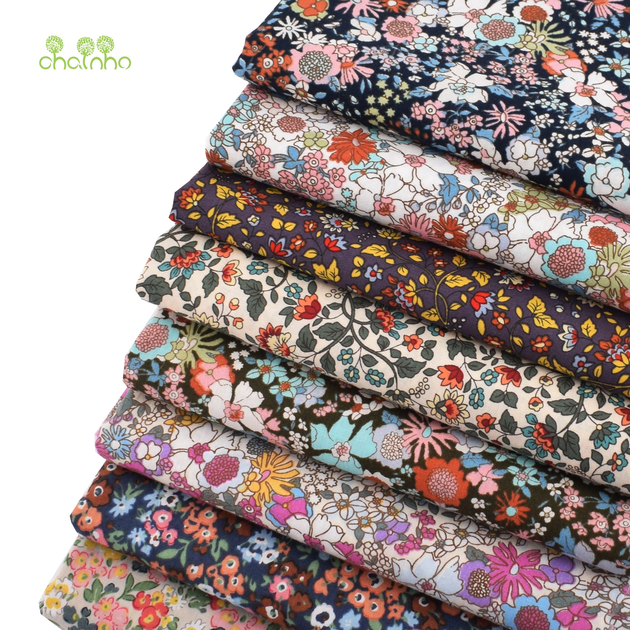 Chainho,8 Stks/partij, Bloemen Gedrukt Patchwork Doek, Effen Katoenen Stof, diy Naaien En Quilten Poplin Materiaal Voor Baby & Kind, PCC093