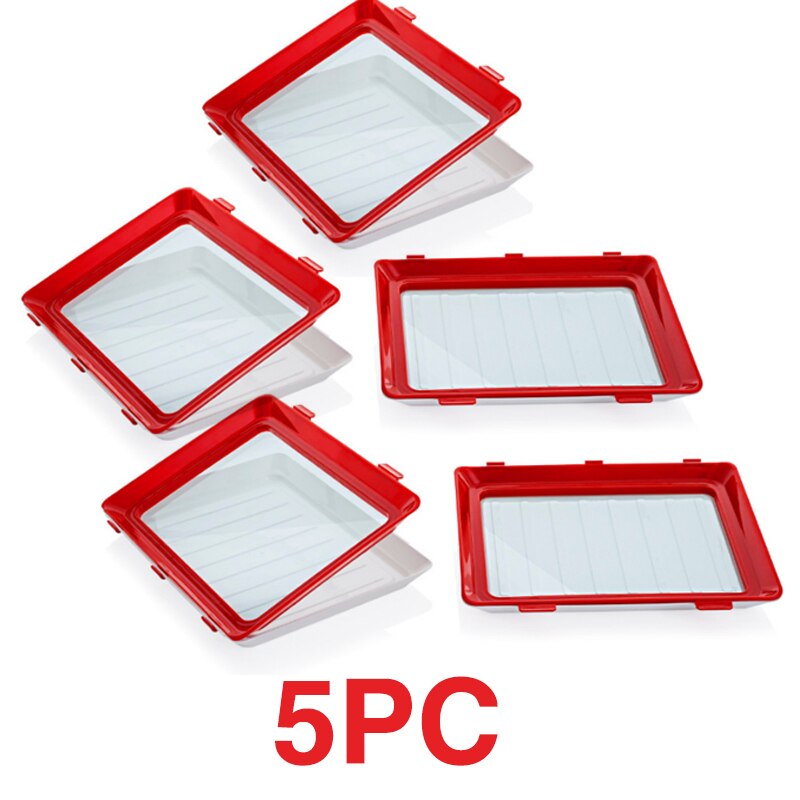 6PCS Clever Lade Voedsel Behoud Lade Plastic Voedsel Opslag Container Set Voedsel Verse Opslag Magnetron Cover: 5pcs