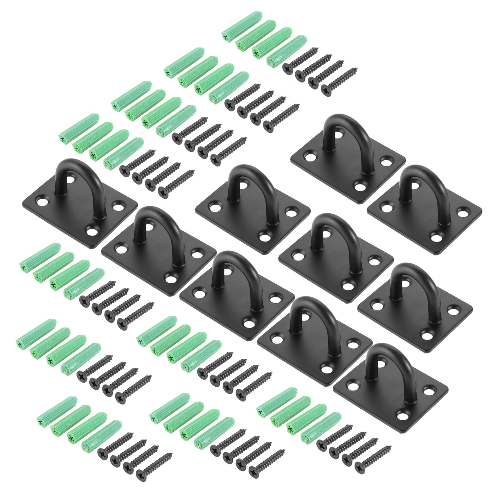 10/5 pcs Ceiling Mount Hook Stianless Steel Wall Hanger U-shape Ring Top Base Haning Fan/Chandelier/Plant Decor Black w/screws: 10pcs  M