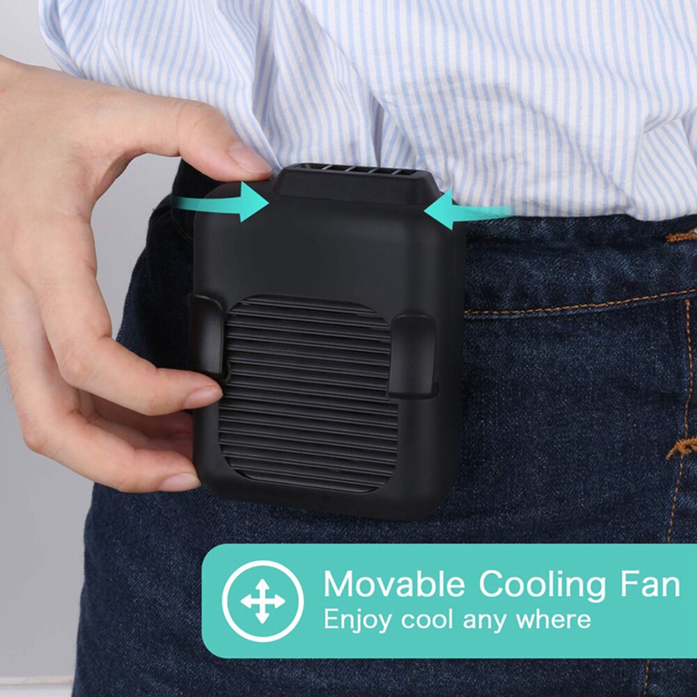 Taille Ventilator, draagbare Handsfree Usb Fan Zomer Draagbare Mini Usb 3 Versnellingen Opknoping Lanyard Clip Op Riem Air Cooling Fan