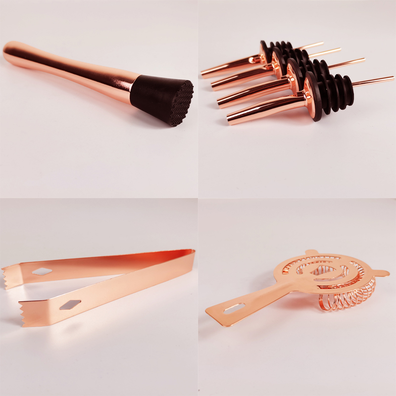 1-13 Piece Cocktail Shaker with Stylish Stand Bar Set (Copper and Black)Everything for Pefect Home Bartending