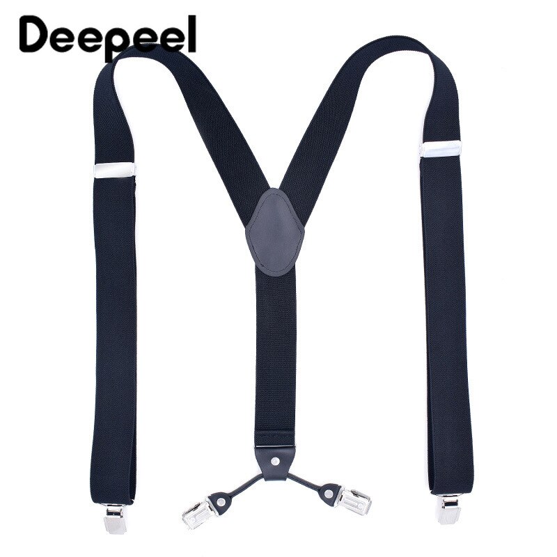 Deepeel 1pc 3.5X125cm Men Suspenders Adult 4 Clips Strap Multicolor Clip Buckles Elastic Male Jockstrap Business Accessories