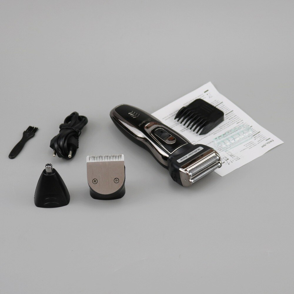 3 i 1 grooming kit genopladelig folie barbermaskine elektrisk barbermaskine til mænd skæg trimmer barbermaskine ansigts trimer næse trimmer