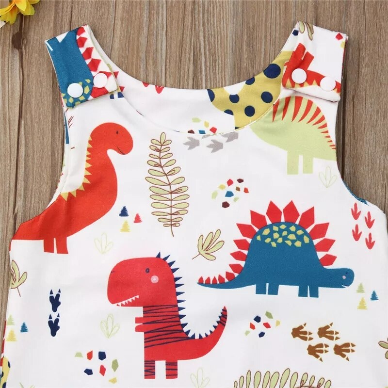 0-24M Zomer Pasgeboren Baby Jongen Meisje Kleding Leuke Dinosaurussen Print Mouwloze Romper Jumpsuit Een Stuk Outfit sunsuit