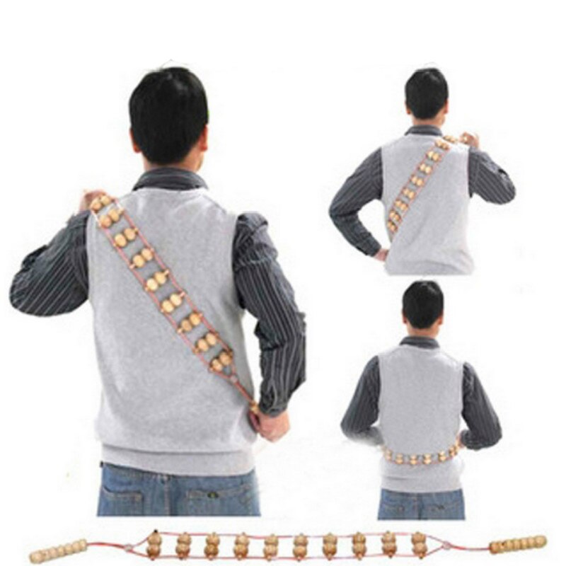 1Pcs Full Body Neck Back Leg Waist Roller Massage Theraputic Care Convenient Back Massager Wooden Wheel